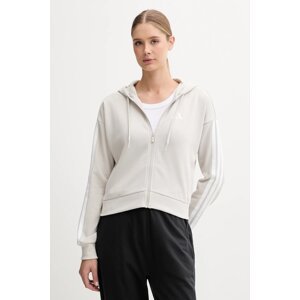 Dukserica adidas Essentials za žene, boja: bež, s kapuljačom, bez uzorka, JW1821