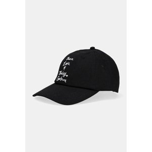 Pamučna kapa sa šiltom Juicy Couture PEACE LOVE AND JUICY CAP boja: crna, s aplikacijom, JCAWH225703