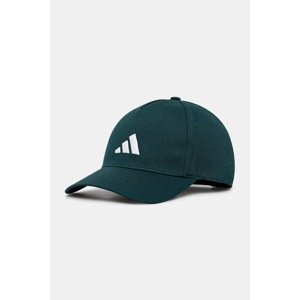 Pamučna kapa sa šiltom za bebe adidas Performance boja: zelena, s aplikacijom, JX1259