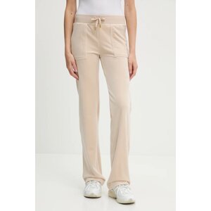 Donji dio trenirke od velura Juicy Couture DEL RAY POCKETED PANT boja: bež, bez uzorka, JCAP180G
