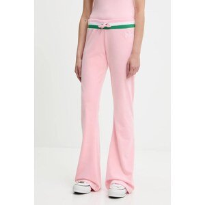 Donji dio trenirke od velura Juicy Couture CHRISTINE STRIPE LOW RISE boja: ružičasta, bez uzorka, JCWBJ225352