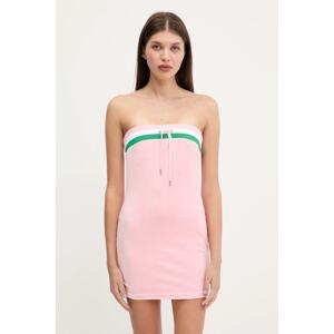 Haljina od velura Juicy Couture VELOUR STRIPE TUBE DRESS boja: ružičasta, mini, uski kroj, JCWED225353