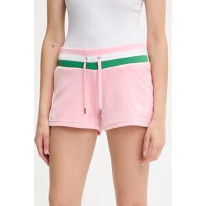 Kratke hlače Juicy Couture VELOUR STRIPE BOOTY SHORT boja: ružičasta, s uzorkom, visoki struk, JCWHS225354