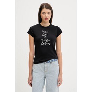 Majica kratkih rukava Juicy Couture PEACE LOVE AND JUICY HILTON T-SHIRT za žene, boja: crna, JCNCT225458