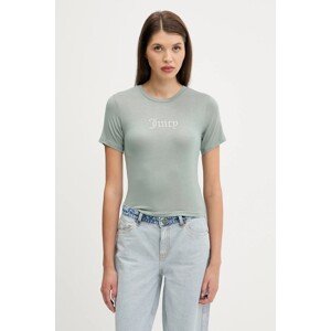 Majica kratkih rukava Juicy Couture SHEER FITTED TEE za žene, boja: zelena, JCWCT225301