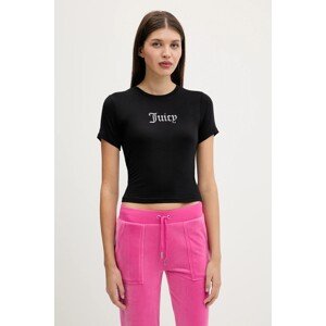 Majica kratkih rukava Juicy Couture SHEER FITTED TEE za žene, boja: crna, JCWCT225301
