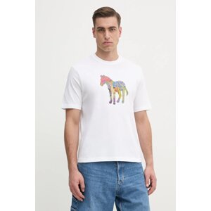 Pamučna majica PS Paul Smith za muškarce, boja: bijela, s tiskom, M2R.220X.PP4701