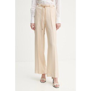 Hlače Blugirl Blumarine za žene, boja: bež, široke, visoki struk, RA5125.T2948