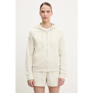 Dukserica EA7 Emporio Armani za žene, boja: bež, s kapuljačom, bez uzorka, AF13135.7W000078