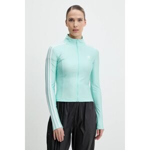 Dukserica adidas Originals 3-Stripes za žene, boja: tirkizna, s aplikacijom, JC5579