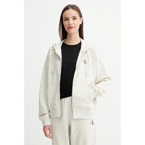 Dukserica Calvin Klein Jeans za žene, boja: ljubičasta, s kapuljačom, s tiskom, LV047B270G