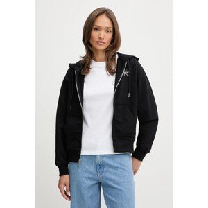 Dukserica Calvin Klein Jeans za žene, boja: crna, s kapuljačom, s tiskom, LV047B270G