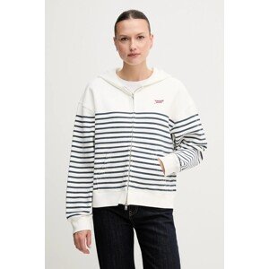 Pamučna dukserica Tommy Jeans za žene, boja: bijela, s kapuljačom, s uzorkom, DW0DW20303