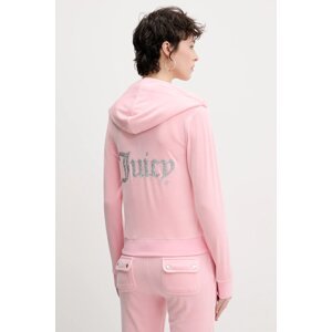 Dukserica od velura Juicy Couture ROBERTSON CAVIAR za žene, boja: ružičasta, s aplikacijom, JCBAS125805