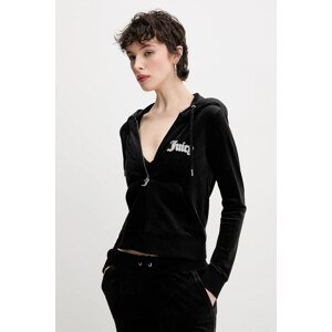 Dukserica od velura Juicy Couture ROBERTSON CAVIAR za žene, boja: crna, s aplikacijom, JCBAS125805
