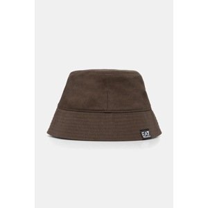 Pamučni šešir EA7 Emporio Armani boja: smeđa, pamučne, AF11989.7X000048