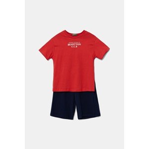 Pamučna dječja trenirka United Colors of Benetton boja: crvena, 3096CK00D