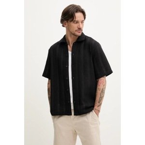 Košulja Resteröds Kirk Shirt za muškarce, boja: crna, regular, s klasičnim ovratnikom, 10251.7400