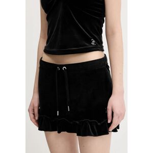 Velur suknja Juicy Couture RUFFLE boja: crna, mini, širi se prema dolje, JCWGS125328