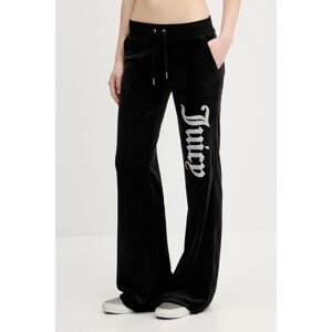 Dječji donji dio trenirke od velura Juicy Couture LAYLA CAVIAR za žene, boja: crna, s aplikacijom, JCBBJ125806