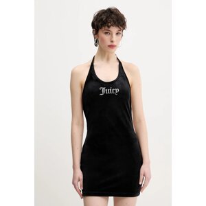 Haljina od velura Juicy Couture HALTER boja: crna, mini, uska, JCWED125326