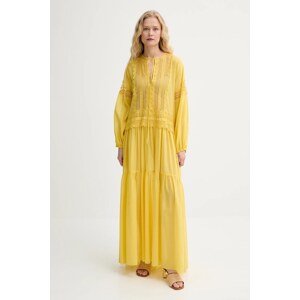 Haljina s dodatkom svile Ermanno Scervino boja: žuta, maxi, oversize, D464Q620RUQ