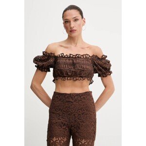Bluza Ermanno Scervino za žene, boja: smeđa, s uzorkom, D464L607RXT