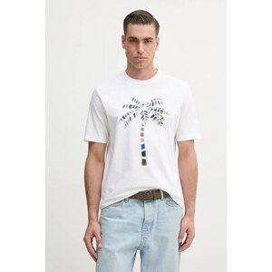 Pamučna majica PS Paul Smith za muškarce, boja: bijela, s tiskom, M2R.220X.PP5073