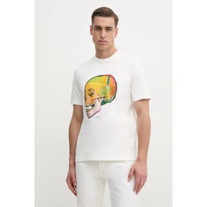 Pamučna majica PS Paul Smith za muškarce, boja: bijela, s tiskom, M2R.220X.PP5119