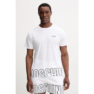 Pamučna homewear majica Moschino Underwear za muškarce, boja: bijela, s tiskom, 0712.4303
