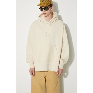 Pamučna dukserica Vans Premium Standards Baggy Fleece Po LX boja: bež, s kapuljačom, bez uzorka, VN000GVSCHW1