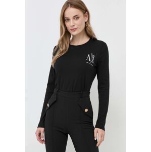 Pamučna majica dugih rukava Armani Exchange boja: crna