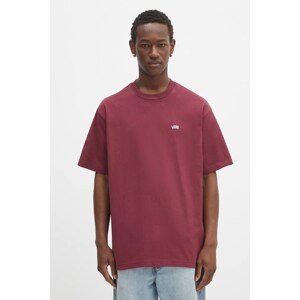 Pamučna majica Vans boja: bordo, s aplikacijom, VN000P1PBRG1
