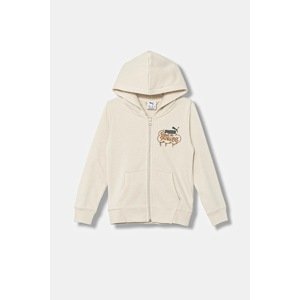 Dječja dukserica Puma MID90s Full-Zip FL B boja: bež, s kapuljačom, s uzorkom, 688469