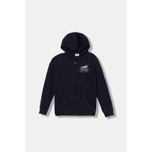 Dječja dukserica Puma MID90s Full-Zip FL B boja: tamno plava, s kapuljačom, s uzorkom, 688469