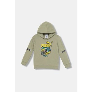Dječja dukserica Puma PUMA X HOT WHEELS Graphic Hoodie TR boja: zelena, s kapuljačom, s tiskom, 632396