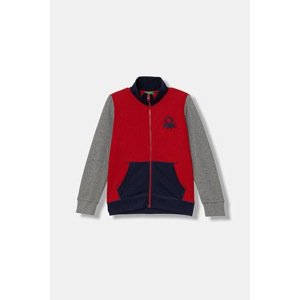Dječja pamučna dukserica United Colors of Benetton boja: crvena, s aplikacijom, 3J68C501B