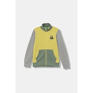 Dječja pamučna dukserica United Colors of Benetton boja: zelena, s aplikacijom, 3J68C501B