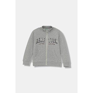 Dječja pamučna dukserica United Colors of Benetton boja: siva, s tiskom, 3J70G503X