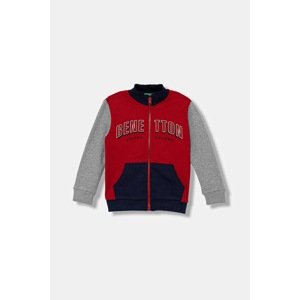 Dječja pamučna dukserica United Colors of Benetton boja: crvena, s tiskom, 3J70G503X