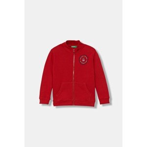 Dječja pamučna dukserica United Colors of Benetton boja: crvena, s tiskom, 3J70G503X