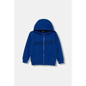 Dječja pamučna dukserica United Colors of Benetton s kapuljačom, bez uzorka, 3J68G503V