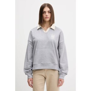 Pamučna dukserica Guess Jeans za žene, boja: siva, s tiskom, W5YQ16 K68I4