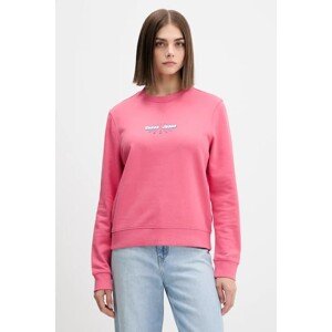Pamučna dukserica Guess Jeans za žene, boja: ružičasta, s tiskom, W5YQ23 K68I4