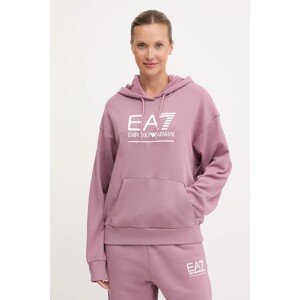 Dukserica EA7 Emporio Armani za žene, boja: ružičasta, s kapuljačom, s aplikacijom, AF12473.7W000417