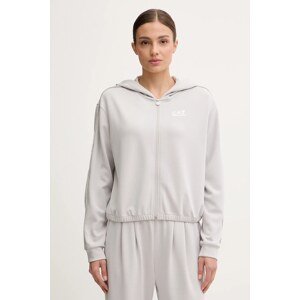 Dukserica EA7 Emporio Armani za žene, boja: siva, s kapuljačom, bez uzorka, AF12643.7W000443