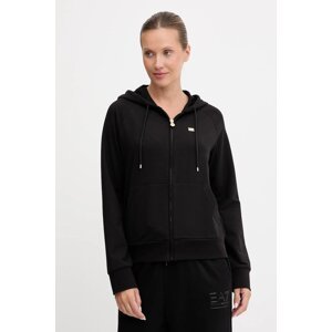 Dukserica EA7 Emporio Armani za žene, boja: crna, s kapuljačom, bez uzorka, AF13135.7W000458