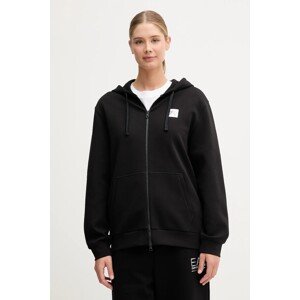 Dukserica EA7 Emporio Armani za žene, boja: crna, s kapuljačom, s aplikacijom, AF12116.7X000250