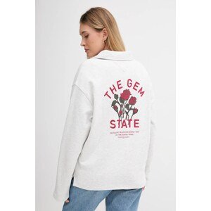 Pamučna dukserica Tommy Jeans za žene, boja: siva, bez uzorka, DW0DW22182