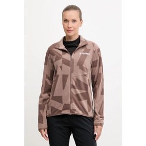 Sportska dukserica adidas TERREX Multi za žene, boja: smeđa, s uzorkom, JN0997